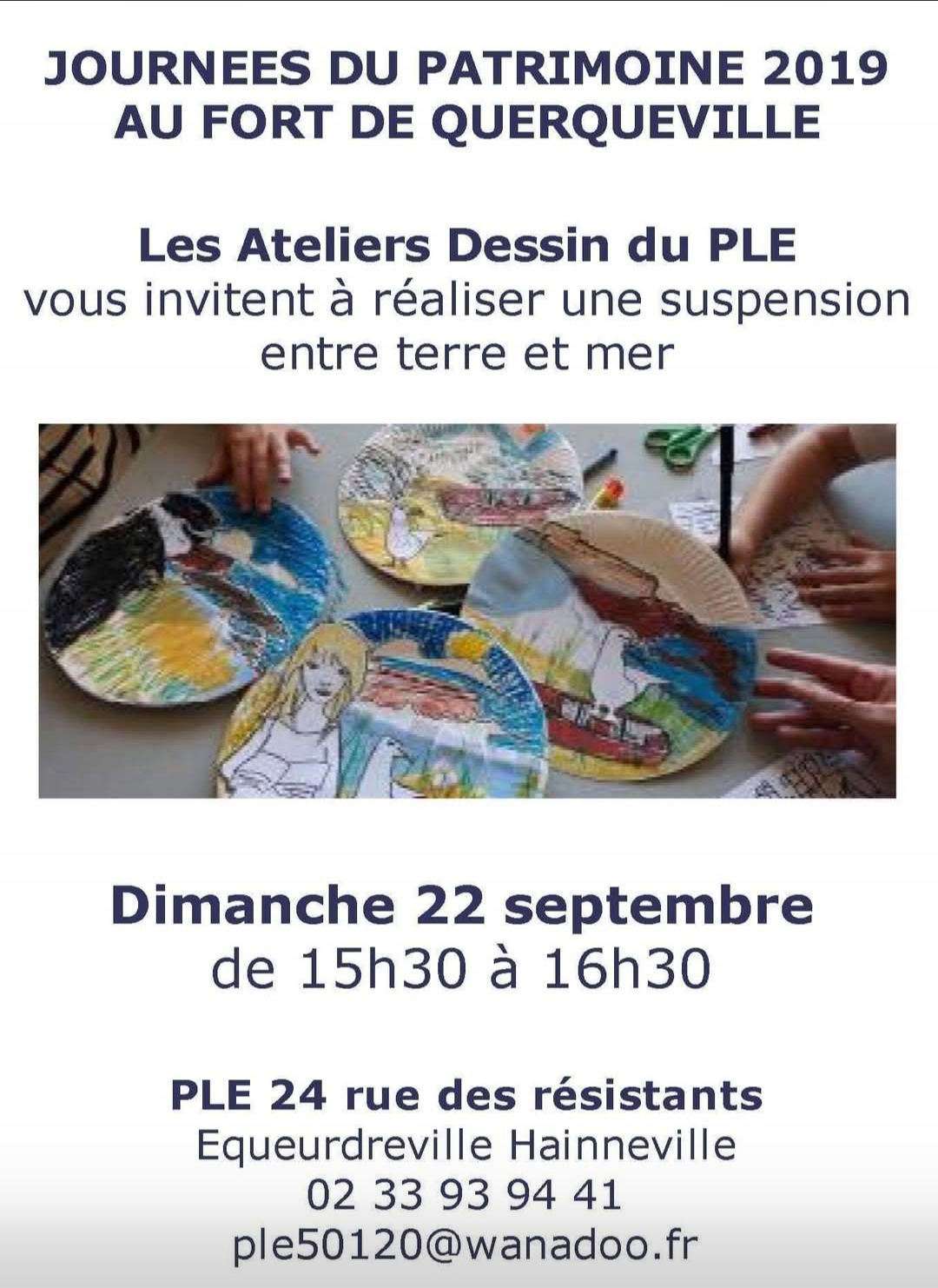 Affiche des ateliers dessin du PLE, Journées du patrimoine 2019