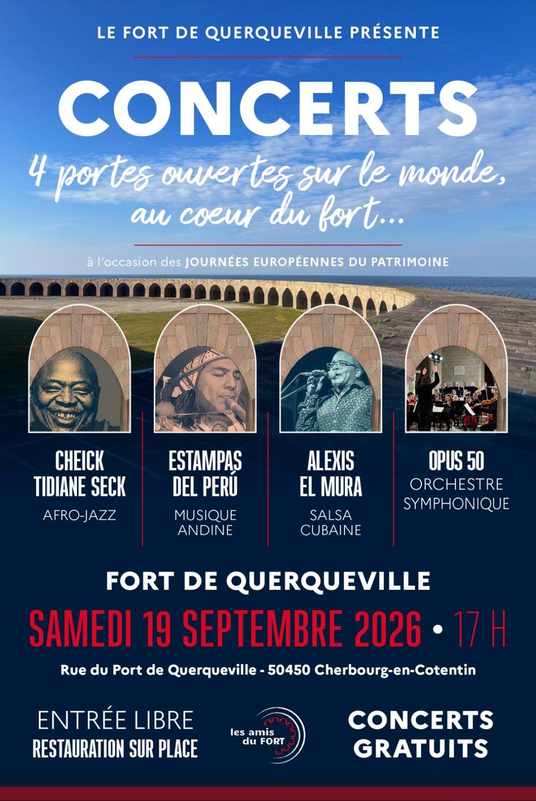 Affiche des concerts du samedi 19 septembre 2026 au fort de Querqueville
